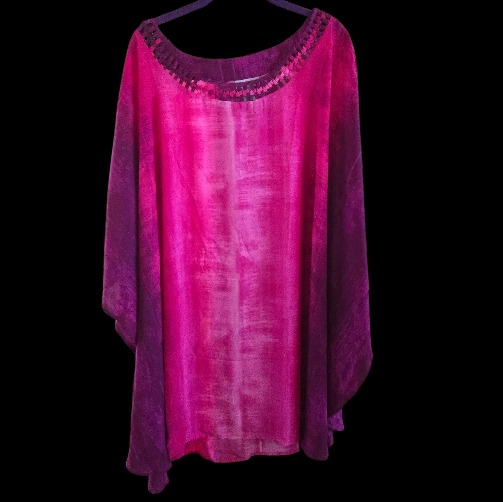 Catherines Vibrant Pink & Purple Tunic Top. Beautiful!